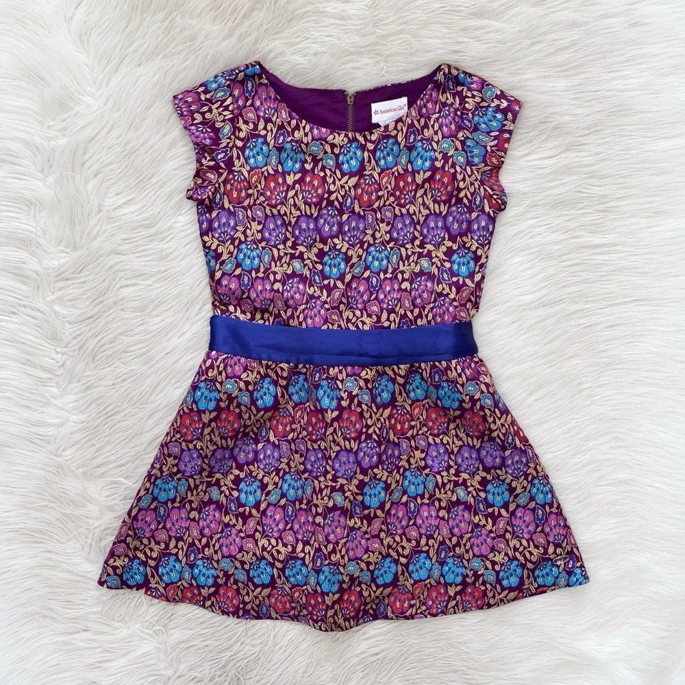 American Girl Fancy Holiday Dress Like Your Doll Purple Gold Metallic Brocade